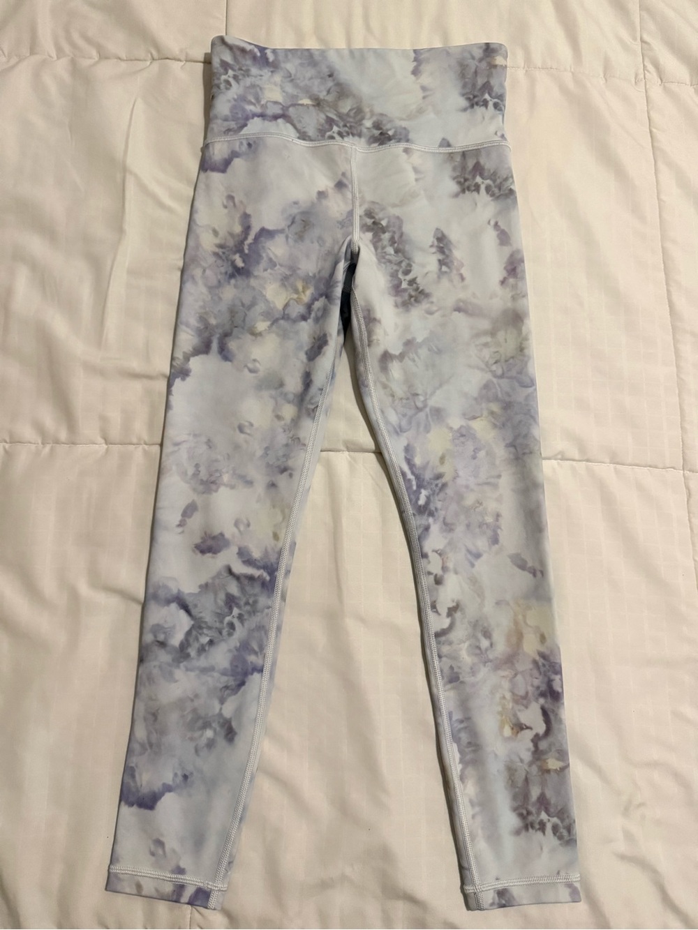 Athleta Marble-Print Leggings in Lavender and Pale Gray